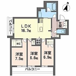 シティプラザ長者 2階3LDKの間取り