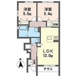 メゾンマストすわ町 2LDKの間取図画像