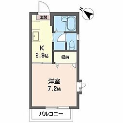 諏訪町壱番街A棟 1Kの間取図画像