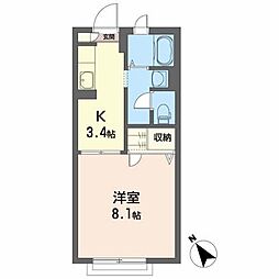 北上ステーションアベニューD 1Kの間取図画像