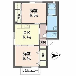 ラ・フォーレ 2DKの間取図画像