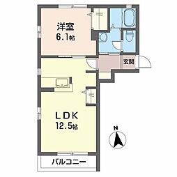 アプリコットB 1LDKの間取図画像