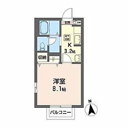 パルコート 1Kの間取図画像