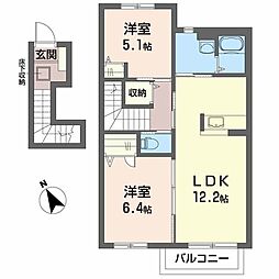 プラナス西桜町 2LDKの間取図画像