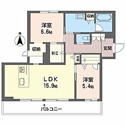 Ｔｅｒｒａｃｅ米ケ袋 2階2LDKの間取り