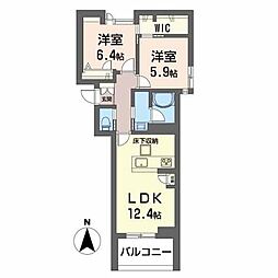 BEREO久遠の杜 2LDKの間取図画像