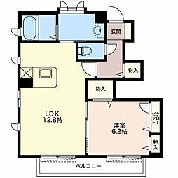 アンシャンテB 1LDKの間取図画像