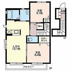ドルチェ掛川A 2LDKの間取図画像