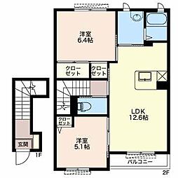 アメージング1 2LDKの間取図画像
