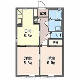 アルモニーA 2DKの間取図画像