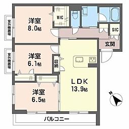 エクセス 3LDKの間取図画像