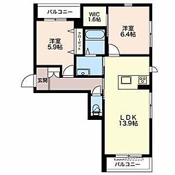 メゾンラペジブル2 2LDKの間取図画像