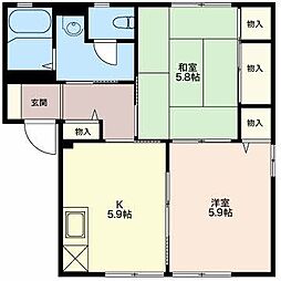 メゾンジュネスB 1LDKの間取図画像
