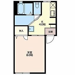 キャトルセゾンA 1Kの間取図画像