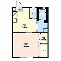 ハイツあさひ 1DKの間取図画像