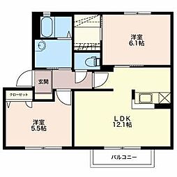 グリシナA棟 2LDKの間取図画像