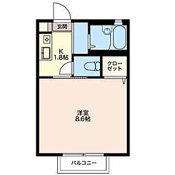 ソレーユながおA 1Kの間取図画像