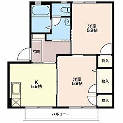 ビューテラス 2Kの間取図画像