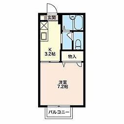 ファミーユ2 1Kの間取図画像