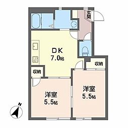 サンライズ葵東 2DKの間取図画像