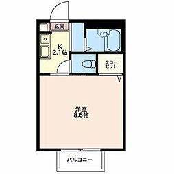ポップハウスB 1Kの間取図画像