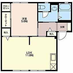 ディア・ステージA 1LDKの間取図画像
