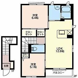 ウイングヒル 2LDKの間取図画像