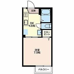 サンモール天神 1Kの間取図画像