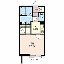 アリエス 1Kの間取図画像