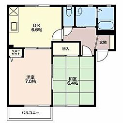 サンハイムヤマト3 2DKの間取図画像