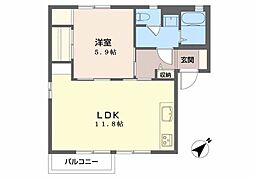 コーポすばるA棟 1LDKの間取図画像