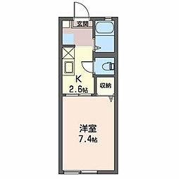 シャンブル2 1Kの間取図画像