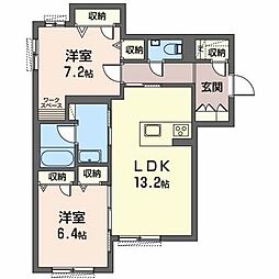 ベラ　コリナ 1階2LDKの間取り