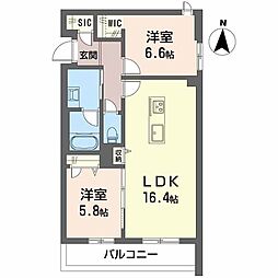 春和景明 1階2LDKの間取り