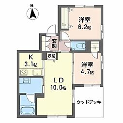 ＭＯＮＲＥＶＥ−Ｋ 1階2LDKの間取り
