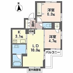 ＭＯＮＲＥＶＥ−Ｋ 2階2LDKの間取り