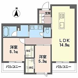 春和景明 2階2LDKの間取り