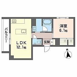 メゾン　ド　コリーヌ 2階1LDKの間取り