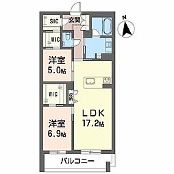 メゾン　ド　コリーヌ 4階2LDKの間取り
