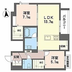 フルオール 0303 3階2LDKの間取り