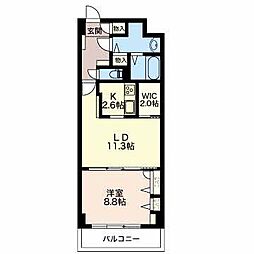 アリビオ鶴舞 3階1LDKの間取り
