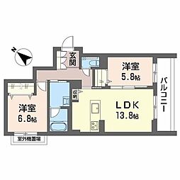 ヴィアソーレ 3階2LDKの間取り