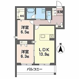 カルム・ラ・ポーズ 2階2LDKの間取り