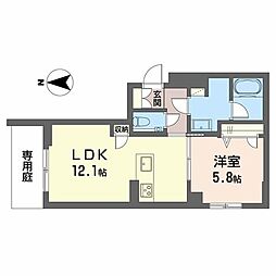 エクラージュ花町 1LDKの間取図画像