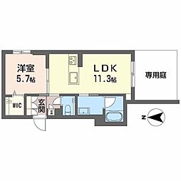 エクラージュ花町 1LDKの間取図画像