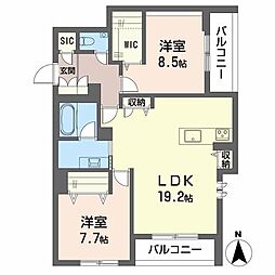 プレミアス御幸 2LDKの間取図画像