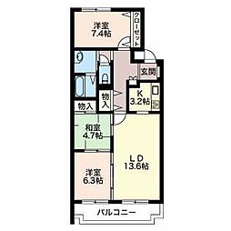 三渓ヒルズA棟 3LDKの間取図画像