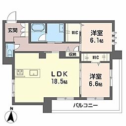プレシャスレジデンス丸の内 2LDKの間取図画像