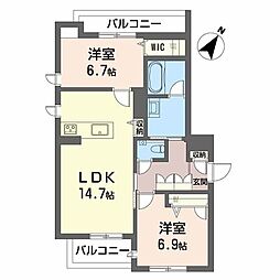春日井市割塚町マンション 2LDKの間取図画像