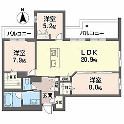 Sha Maison THE ASHIBE 3LDKの間取図画像